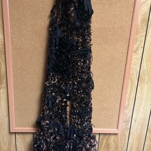 Handmade crocheted Black and Brown Scarf